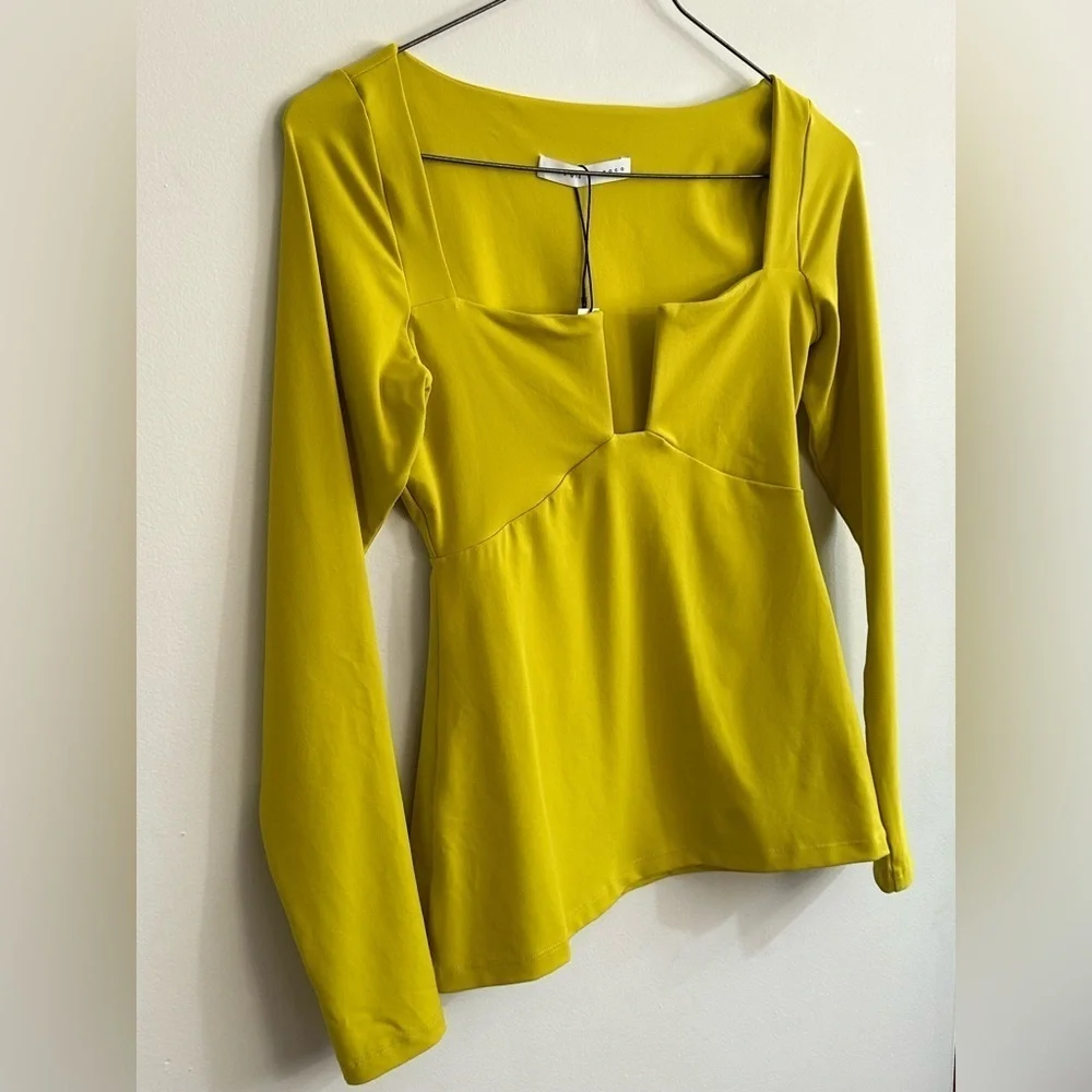 Susana Monaco Square Sweetheart Top Women’s Large Endive Long Sleeve Pullover - Picture 3 of 12